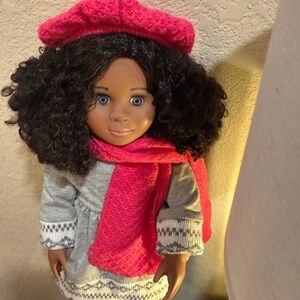 Charming Doll with Pink Beret and Scarf